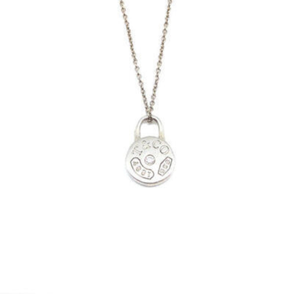 Tiffany 1837 Round Lock Necklace Diamond Silver